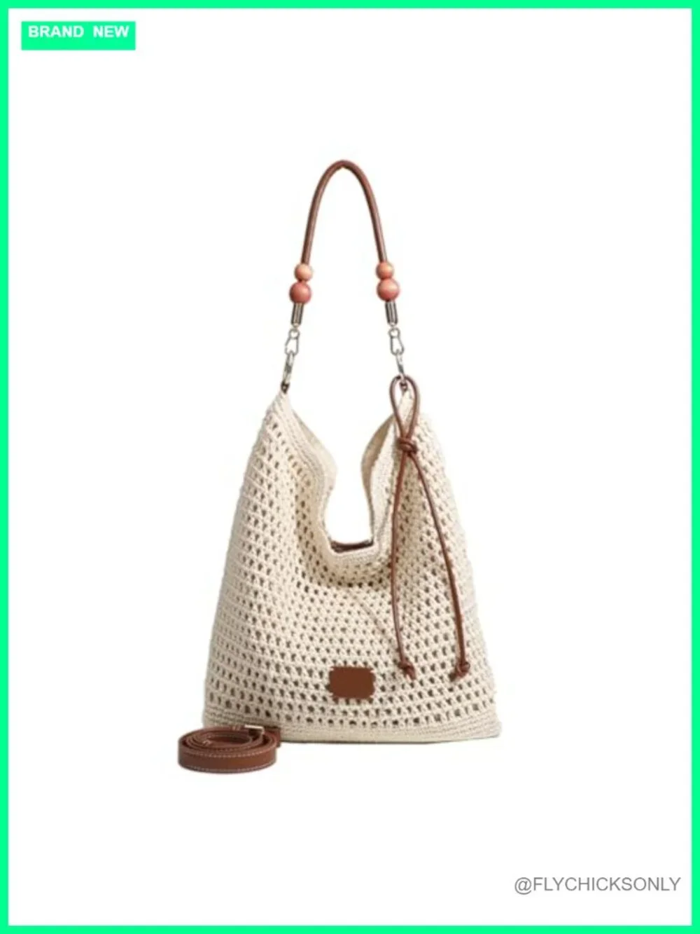 Crochet Summer Tote Beach Shoulder Bag Hobo Purse with Boho Style, Soft Woven